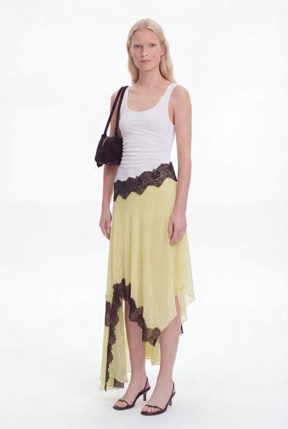 Cutaway Lace Gathered Tank Dress