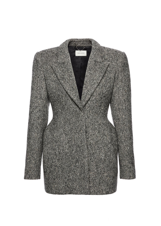 Sculpted Hourglass blazer in Grey Melange