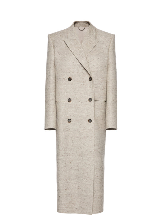 Long Tailored Coat in Beige