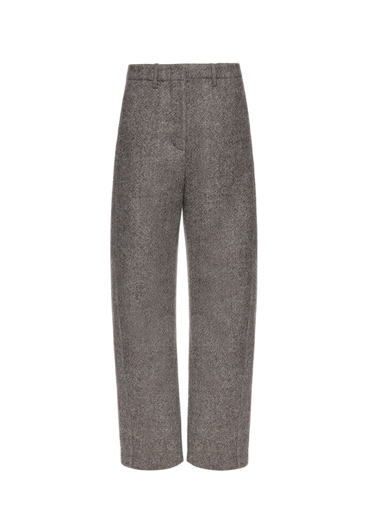 Wide-leg Herringbone Trousers in Grey