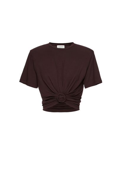 Knotted Jersey T-shirt in Brown