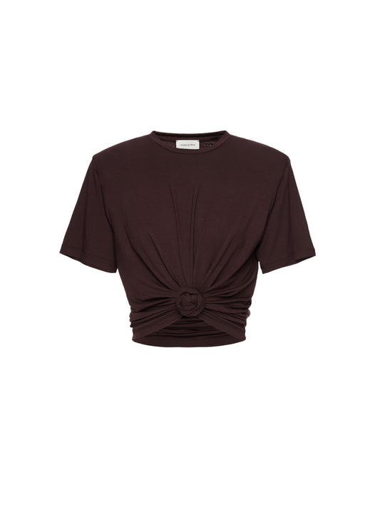 Knotted Jersey T-shirt in Brown