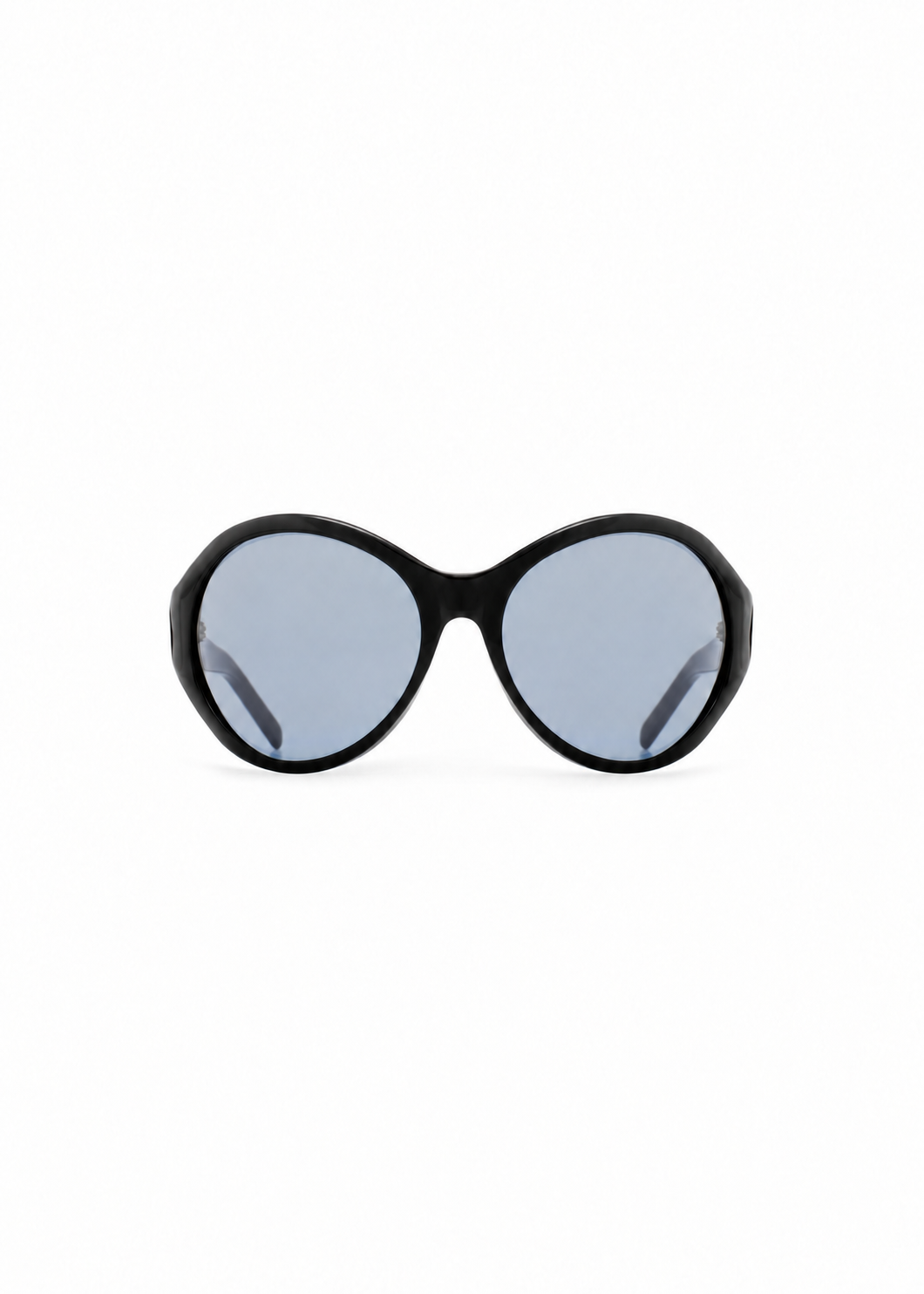 Big Round Sunglasses in Black with Blue Lenses