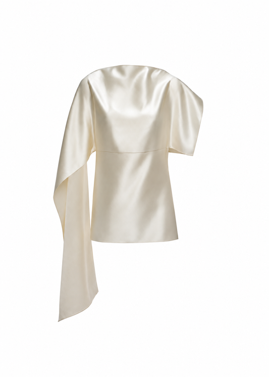 Silk Draped Top in Ivory
