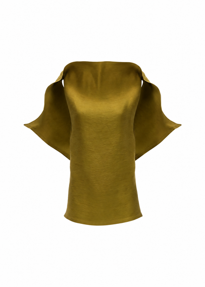 Longline Silk Draped Blouse in Green