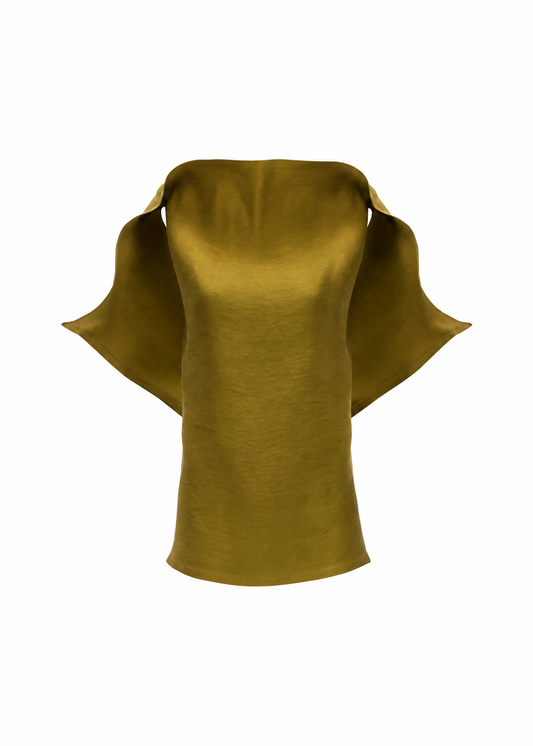 Longline Silk Draped Blouse in Green
