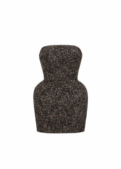 Strapless Mini Dress in Brown