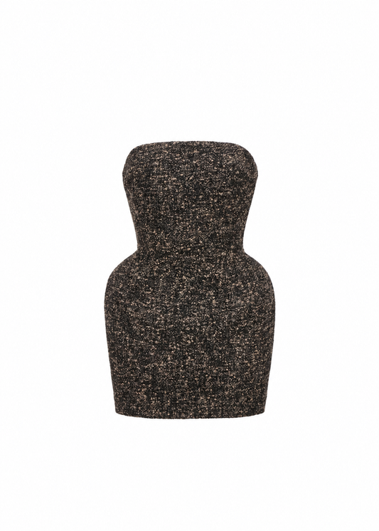 Strapless Mini Dress in Brown
