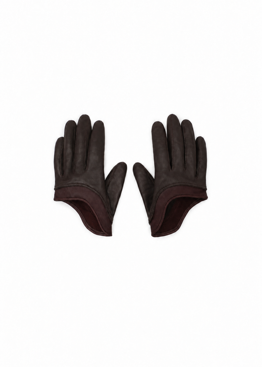 Short Leather Gloves in Brown