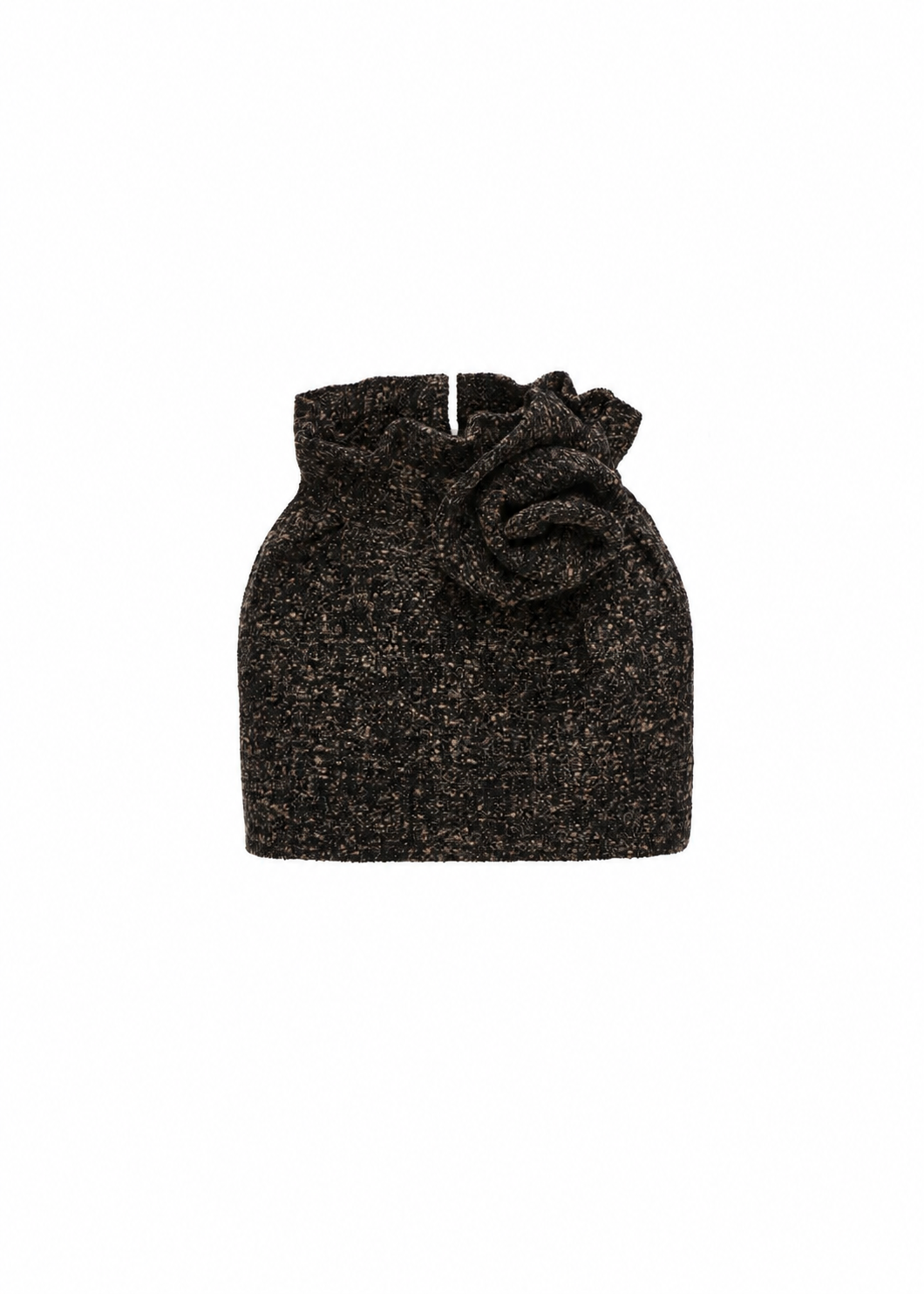 Flower-Detail Mini Skirt in Brown