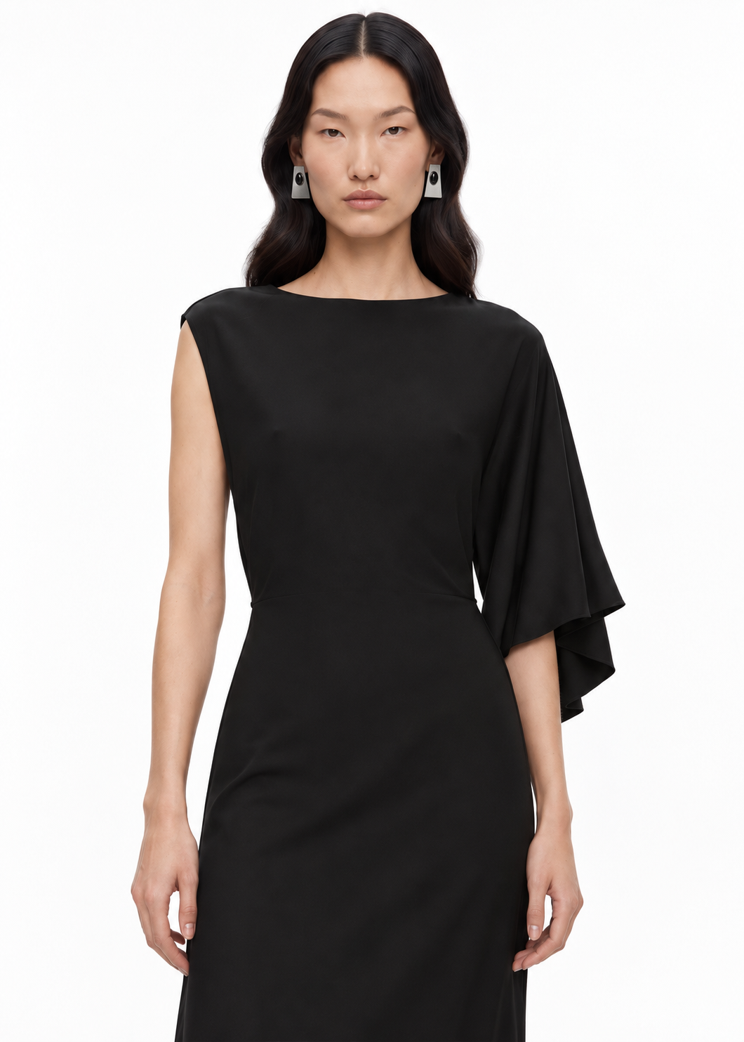 Draped Sleeve Cutaway Gown