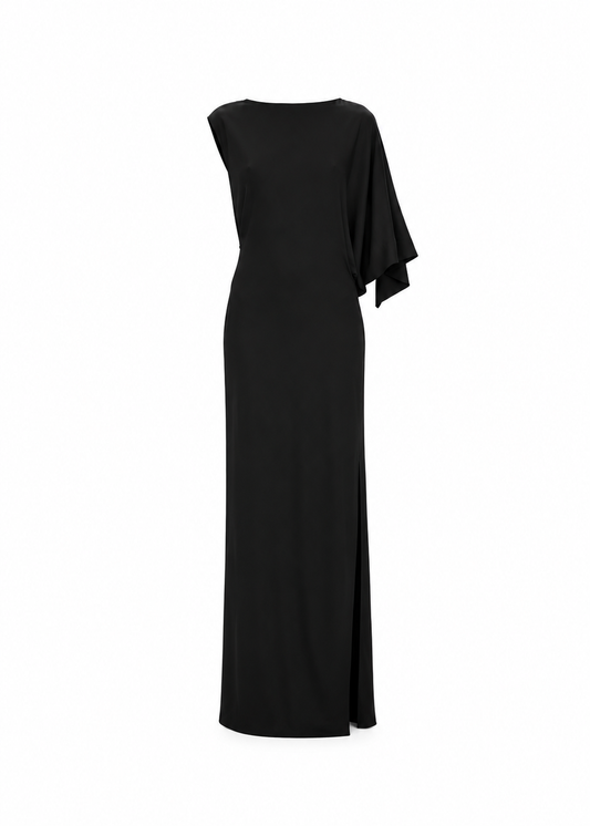 Draped Sleeve Cutaway Gown