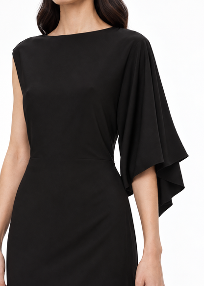 Draped Sleeve Cutaway Gown