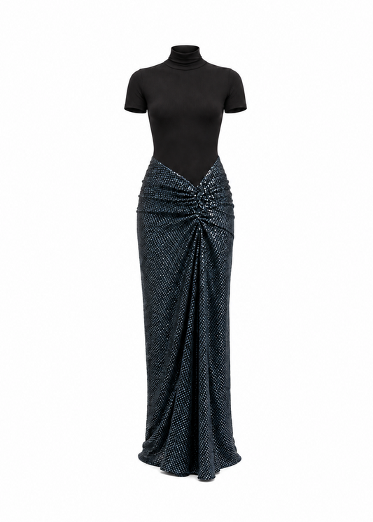 Opaline Sequin Fusion Ruched Tee Gown