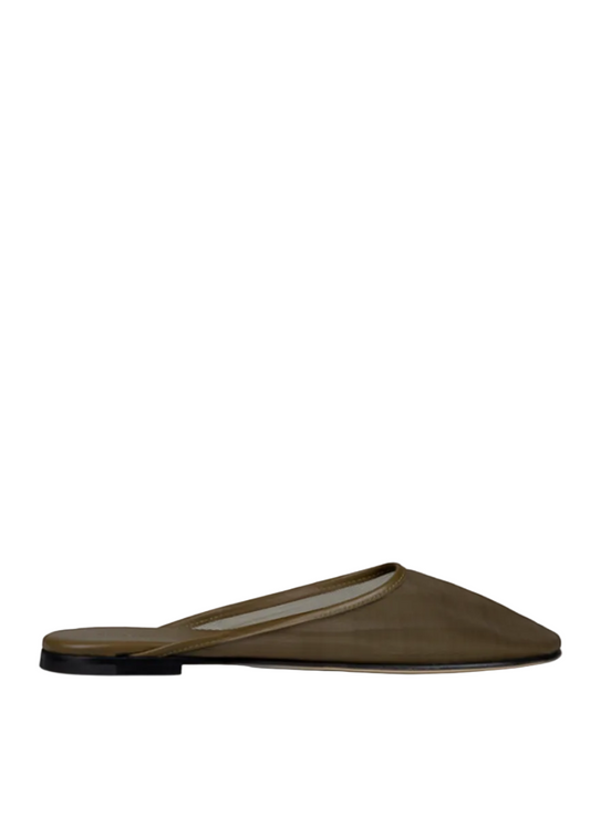 Brown flat slipper on a white background