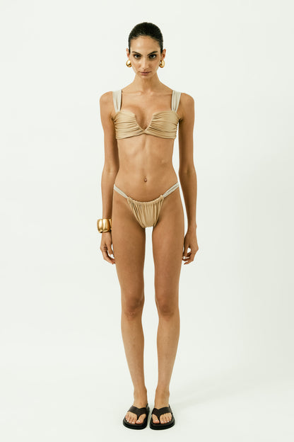 Ana de Bretaña Bikini Top in Light Brown Silver Gray