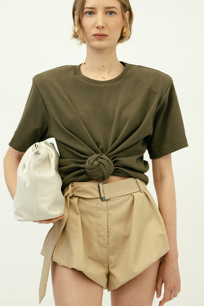 Knotted T-shirt in Khaki