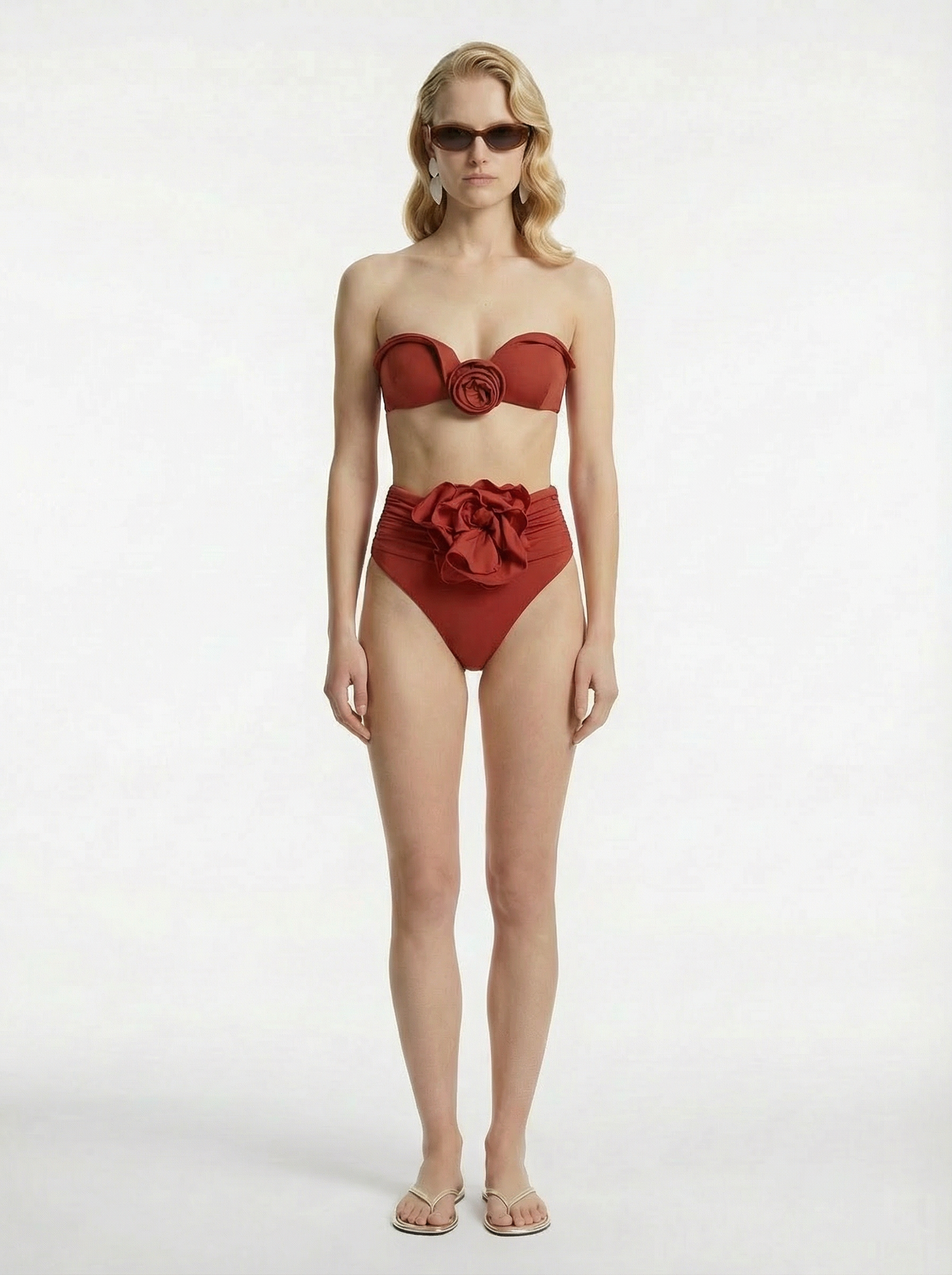 Sculptural Bandeau Swim Top | Orange
