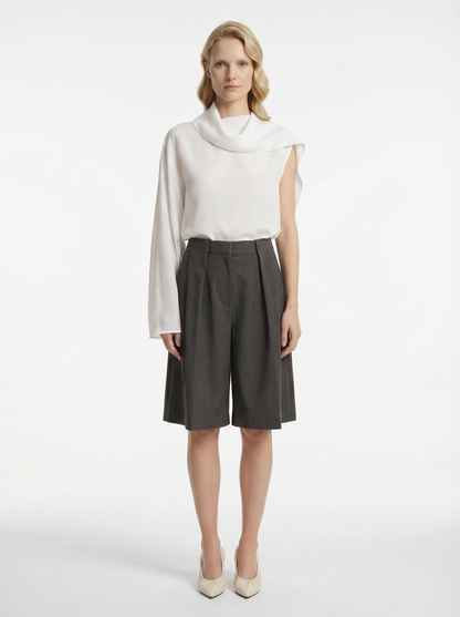 Wool Pleat Loop Shorts