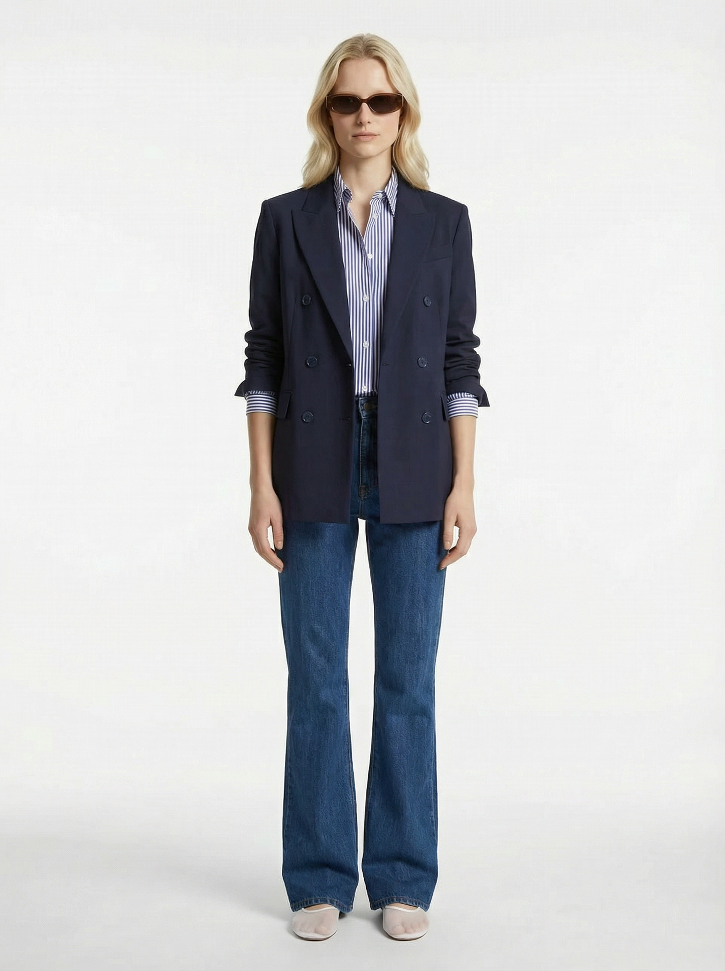 Wool Double Breasted Blazer | Blu