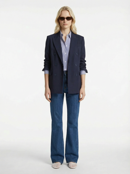 Wool Double Breasted Blazer | Blu