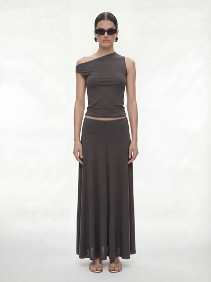 Fluid Jersey Skirt | Soot