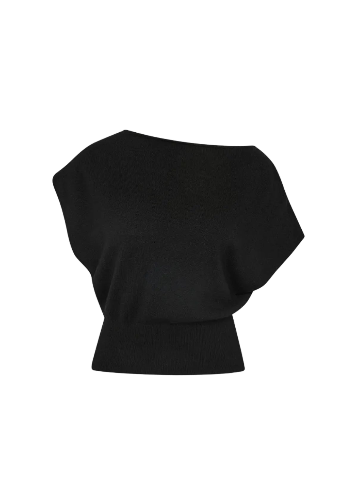 Black sleeveless top on a light gray background