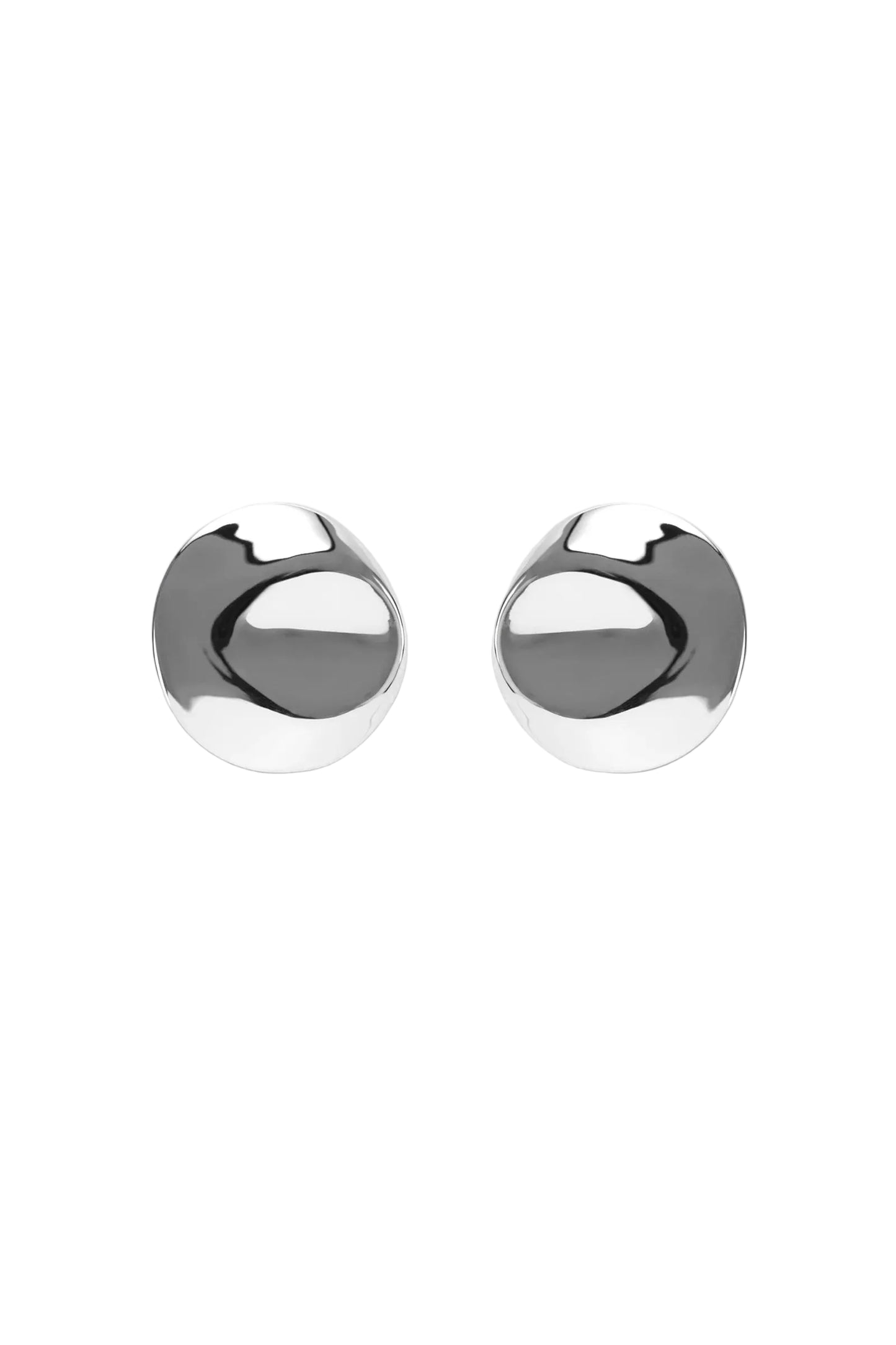 Pair of silver earrings on a light gray background