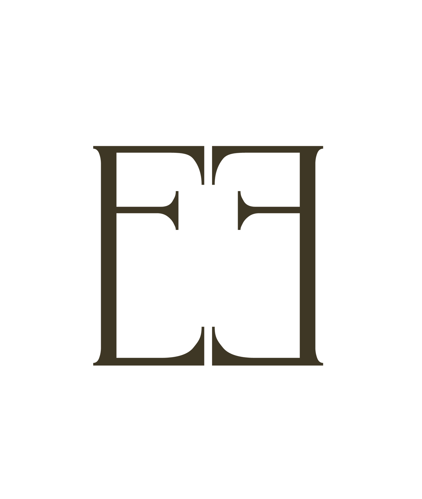 A stylized dark brown monogram logo featuring interlocking serif letters resembling 'F' and 'H' on a plain white background.