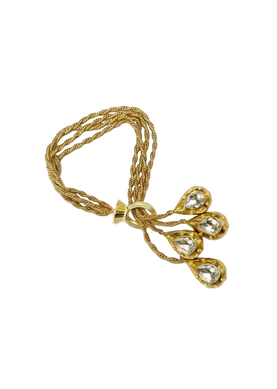 Jacques Wei Golden Teardrop Diamond-Encrusted Clavicle Chain