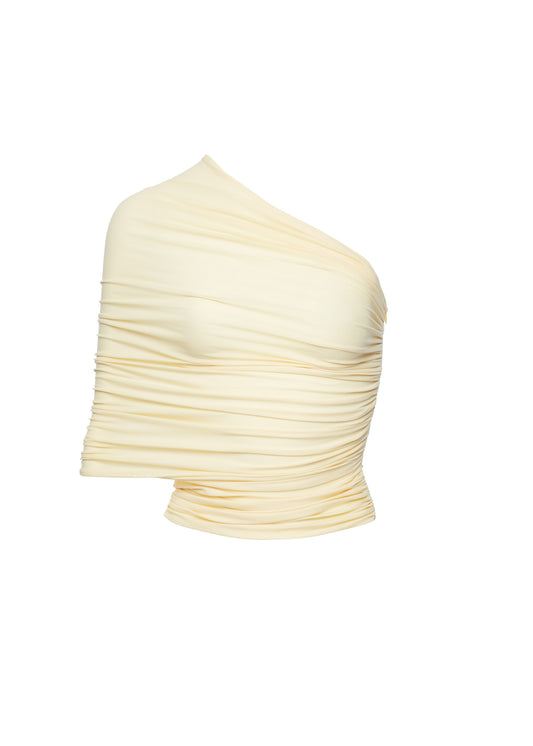 One-Shoulder Wrap Top in Yellow