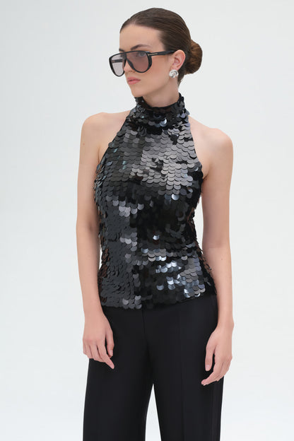 Full Sequins Halter Blouse