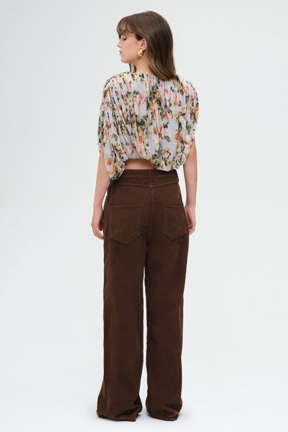 Sleeveless Ruched Bubble Top in Floral Print