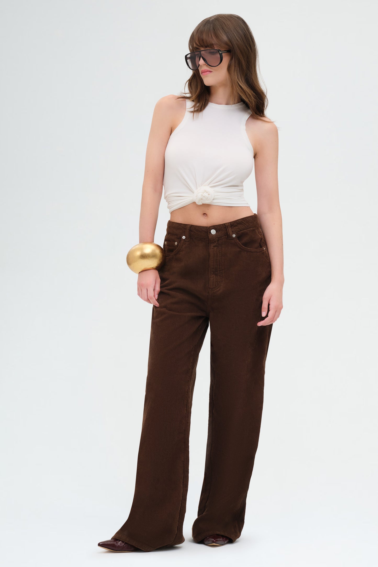 Kat Mid Waist Pants | Brown
