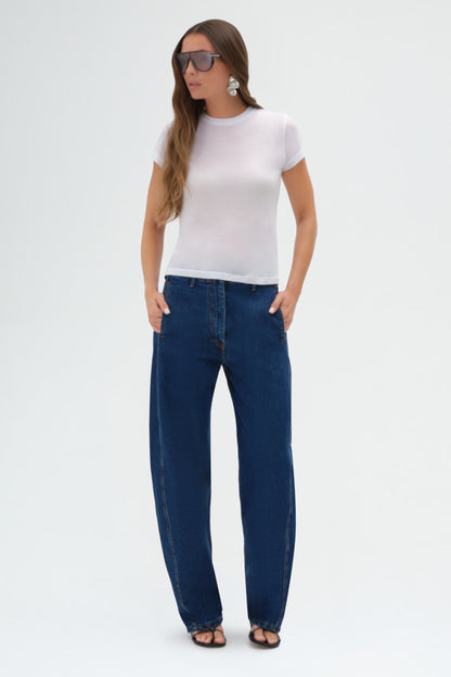 Wide-leg Faded Denim Pants