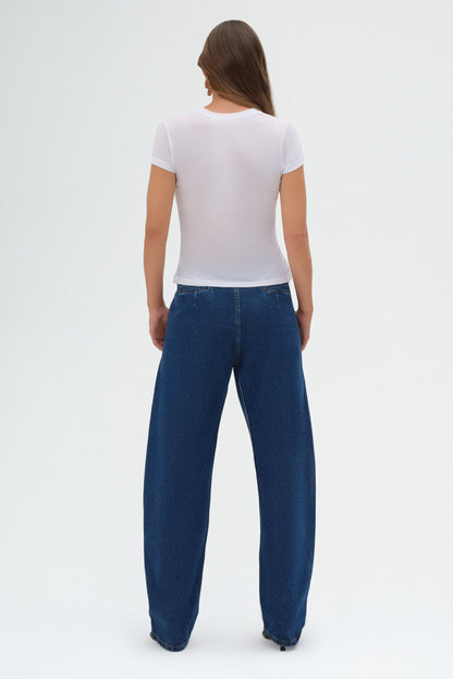 Wide-leg Faded Denim Pants