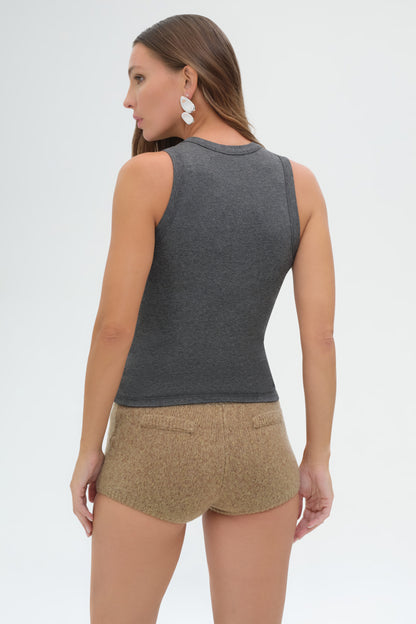 Jersey High Neck Tank | Dark Gray