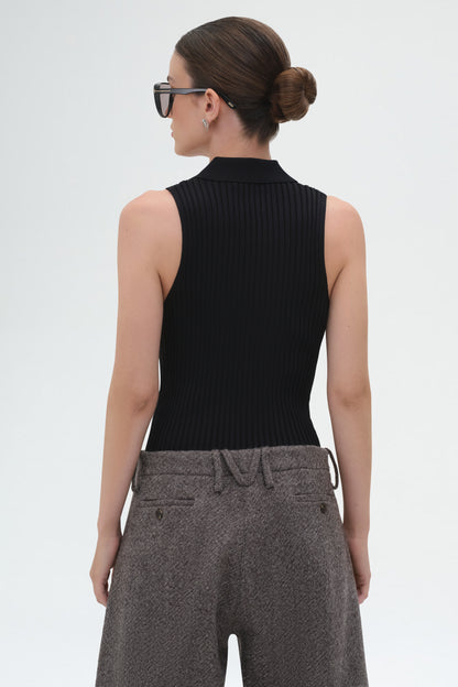 Kenzie Polo Neck Tank Top | Black