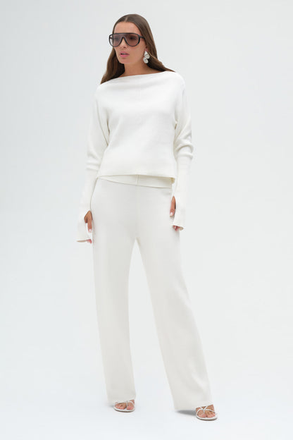 Off Shoulder Seam Long Sleeve Top