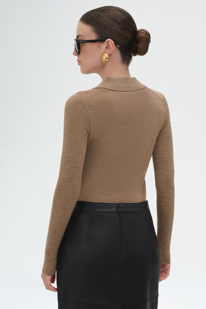 Wool Ribbed Sweater | Cammelo