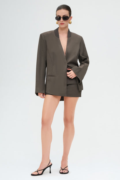Rib Collar Blazer