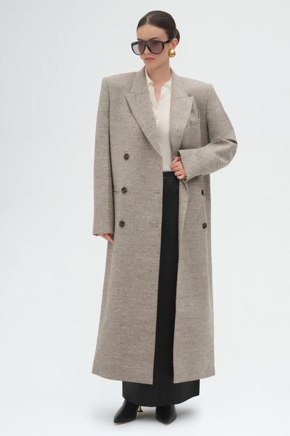 Long Tailored Coat in Beige