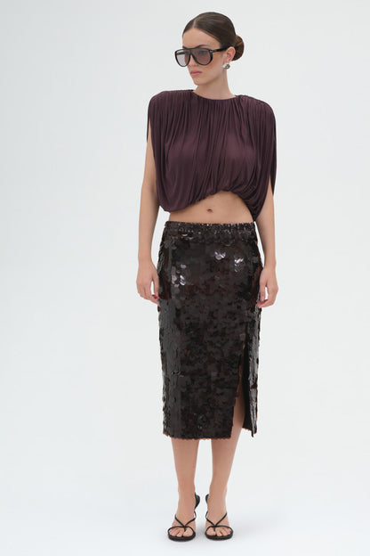 Draped Top in Bordeaux