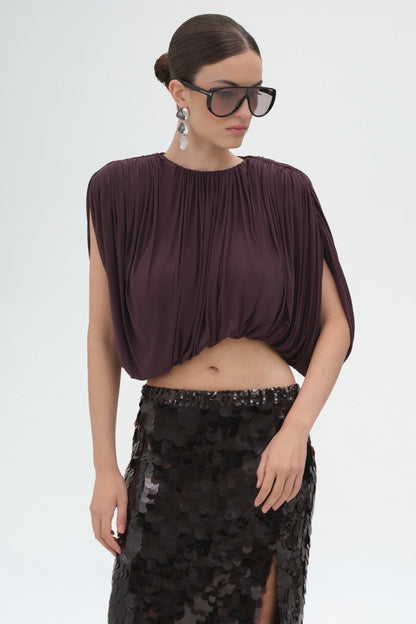 Draped Top in Bordeaux