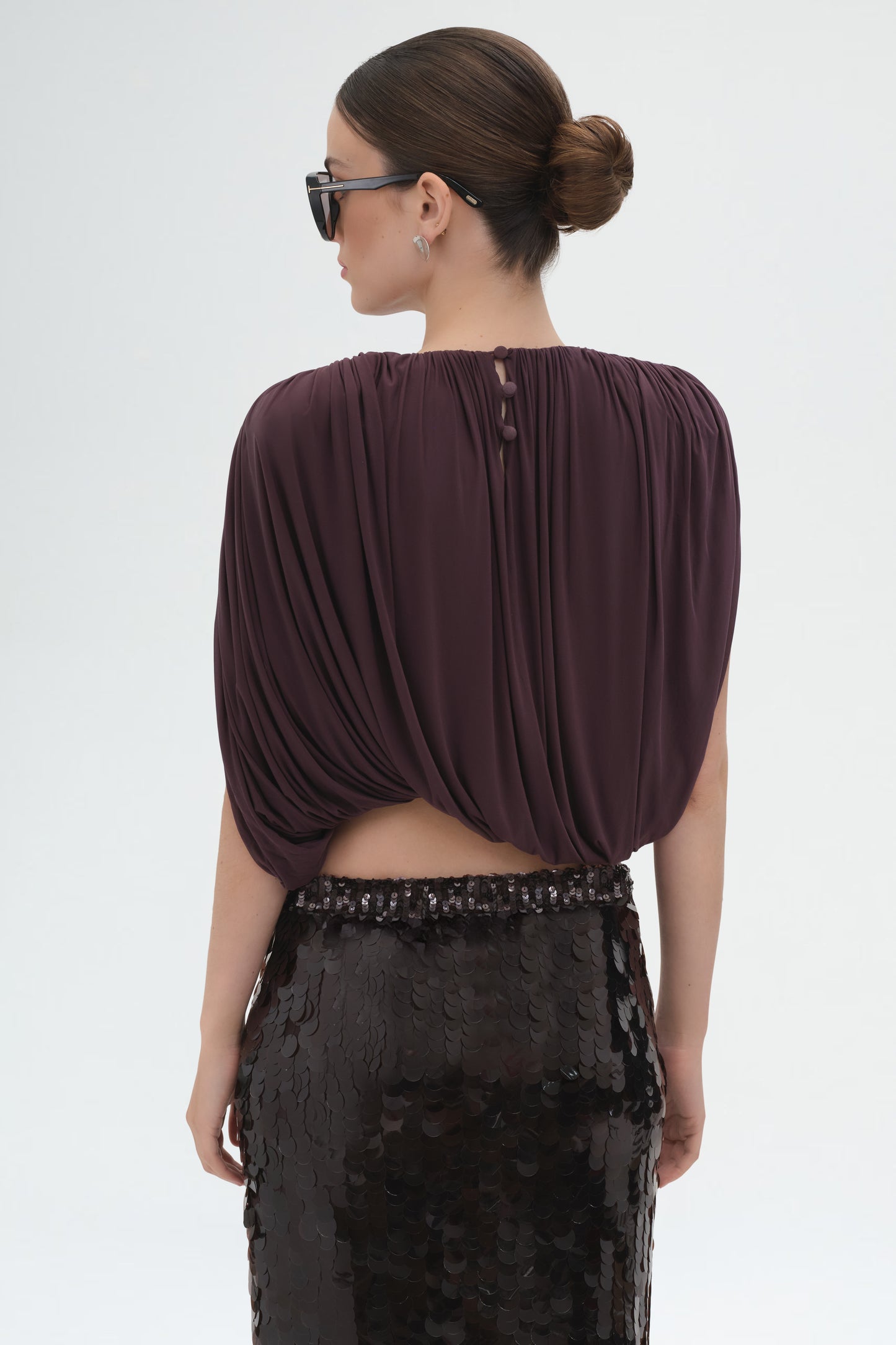 Draped Top in Bordeaux