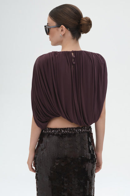 Draped Top in Bordeaux