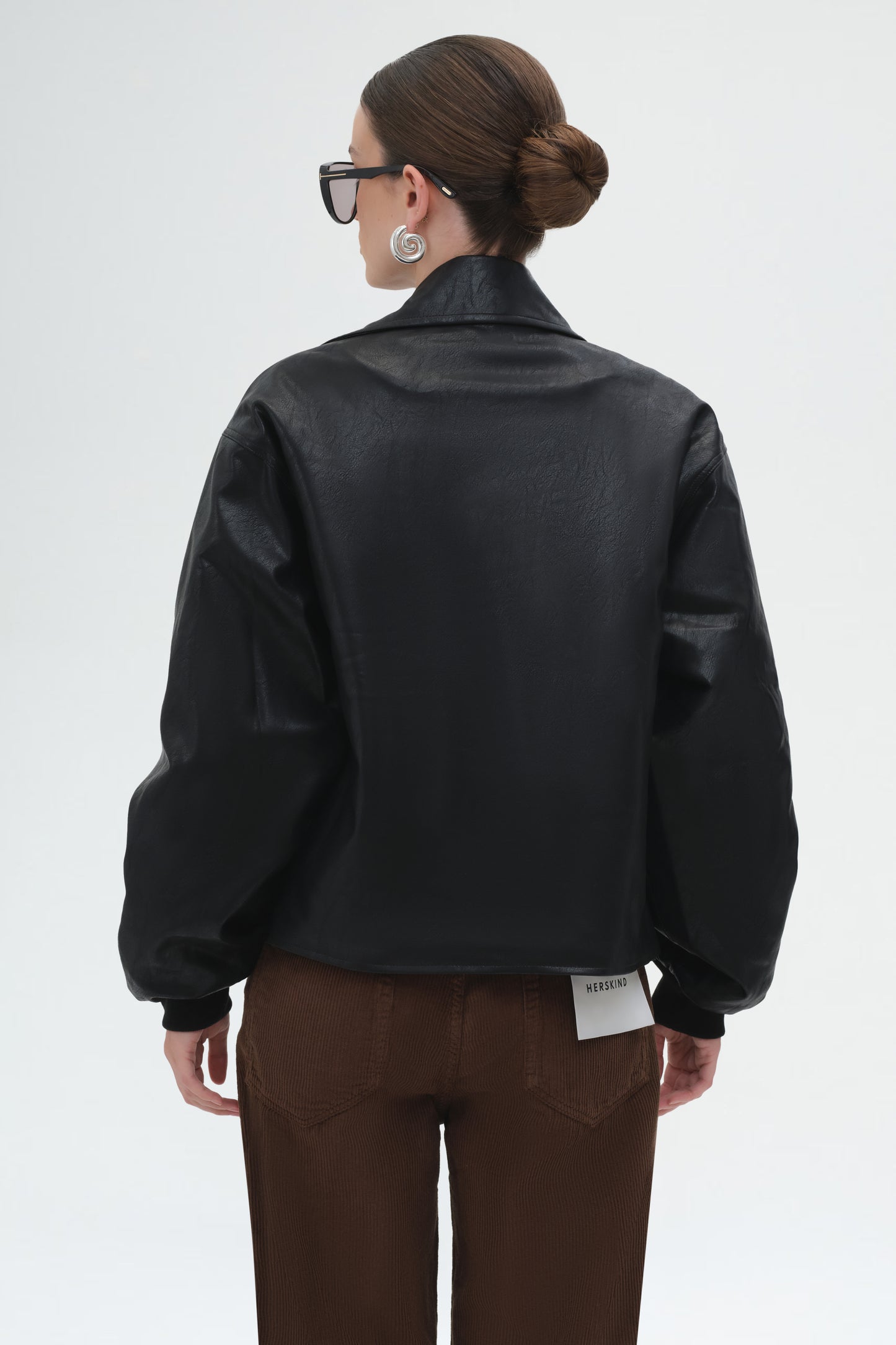 Faux Leather Bomber Jacket