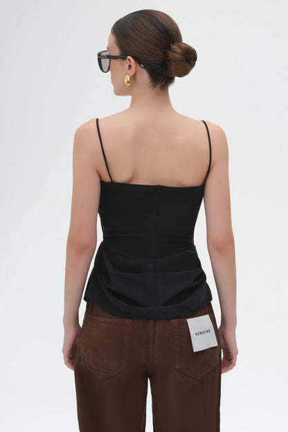 Draped Silk Lace-Trim Top