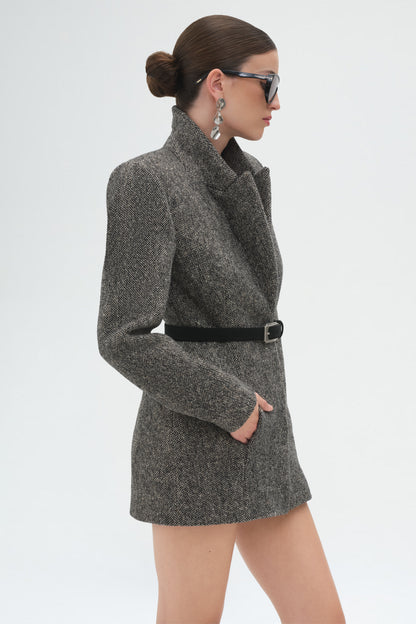Sculpted Hourglass blazer in Grey Melange