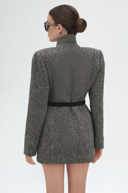 Sculpted Hourglass blazer in Grey Melange